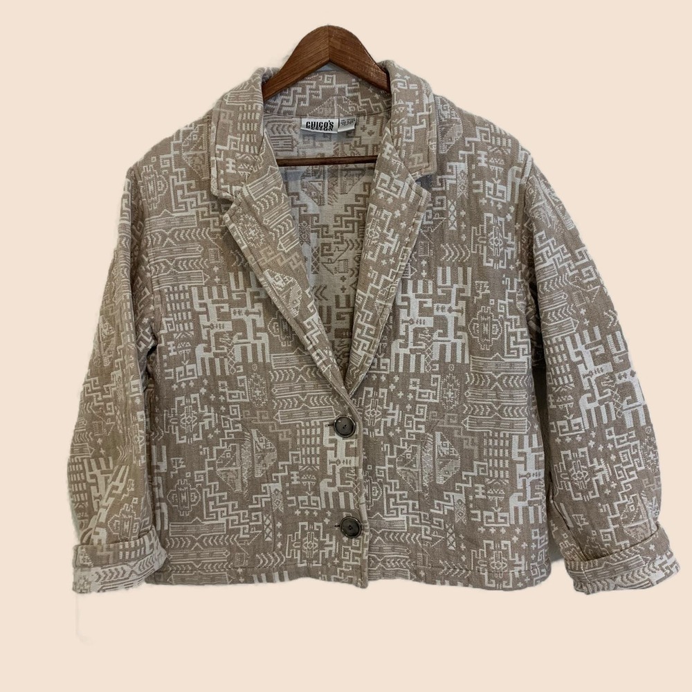 Vintage Tribal Southwest Blazer Chico's Large* Boho Cotton Jacket Bohemi…
